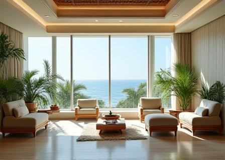 Island-inspired retreat lounge area